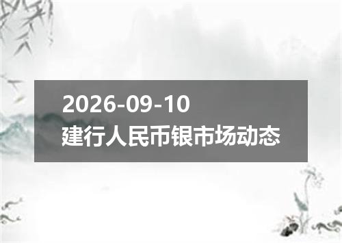 2026-09-10建行人民币银市场动态