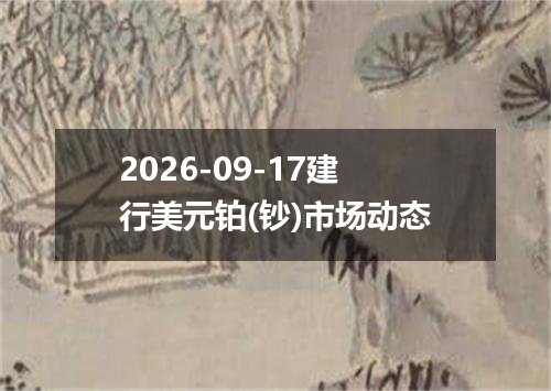 2026-09-17建行美元铂(钞)市场动态