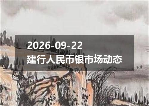 2026-09-22建行人民币银市场动态