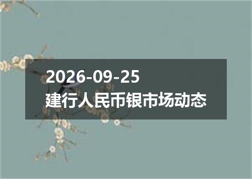 2026-09-25建行人民币银市场动态