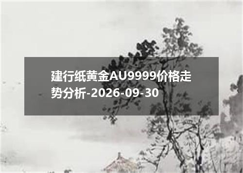 建行纸黄金AU9999价格走势分析-2026-09-30