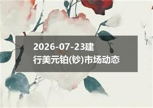 2026-07-23建行美元铂(钞)市场动态