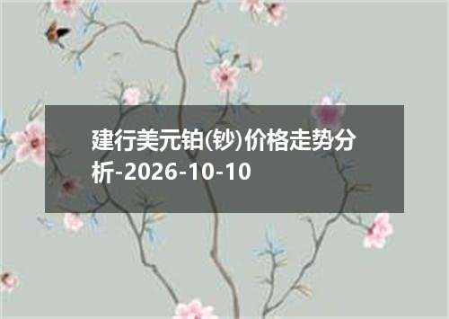 建行美元铂(钞)价格走势分析-2026-10-10
