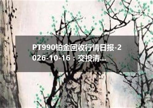 PT990铂金回收行情日报-2026-10-16：交投清淡