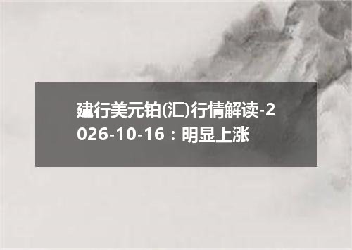 建行美元铂(汇)行情解读-2026-10-16：明显上涨