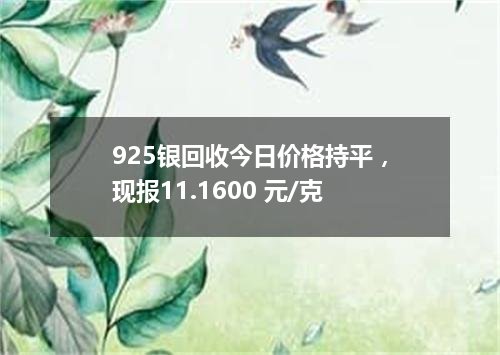 925银回收今日价格持平，现报11.1600 元/克