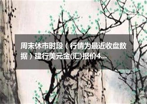 周末休市时段（行情为最近收盘数据）建行美元金(汇)报价4174.1800 美元/盎司