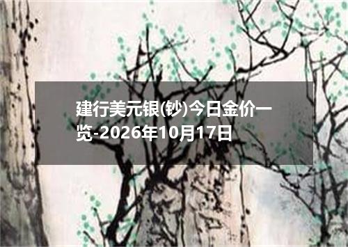 建行美元银(钞)今日金价一览-2026年10月17日