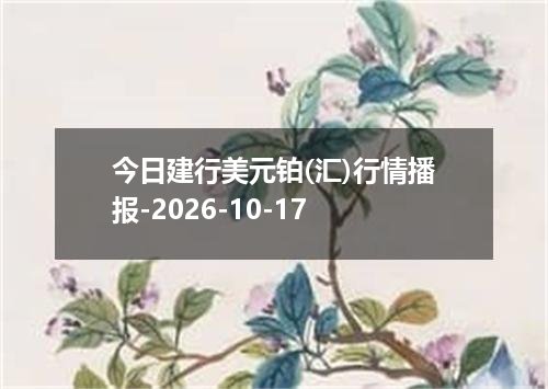 今日建行美元铂(汇)行情播报-2026-10-17