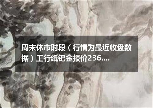 周末休市时段（行情为最近收盘数据）工行纸钯金报价236.0100 元/克