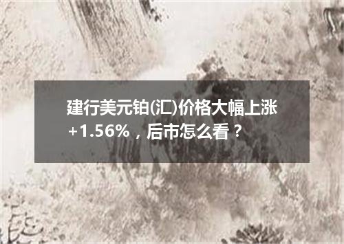 建行美元铂(汇)价格大幅上涨+1.56%，后市怎么看？