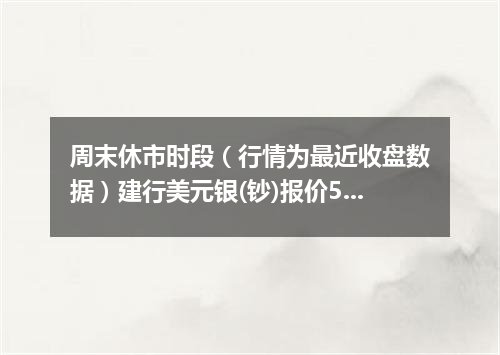 周末休市时段（行情为最近收盘数据）建行美元银(钞)报价57.8010 美元/盎司