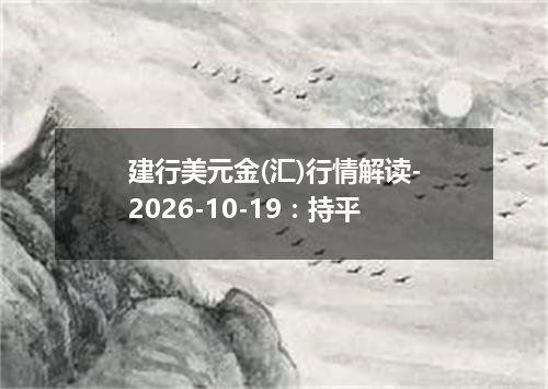 建行美元金(汇)行情解读-2026-10-19：持平