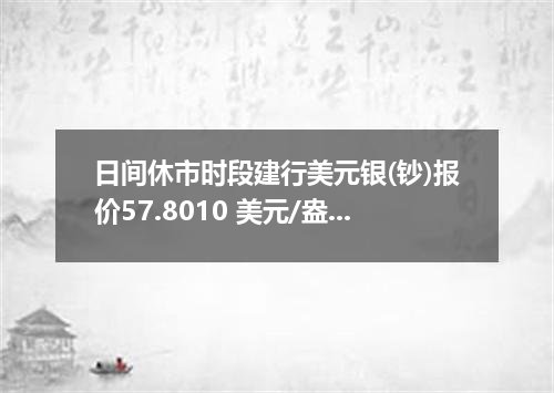 日间休市时段建行美元银(钞)报价57.8010 美元/盎司