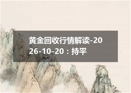 黄金回收行情解读-2026-10-20：持平