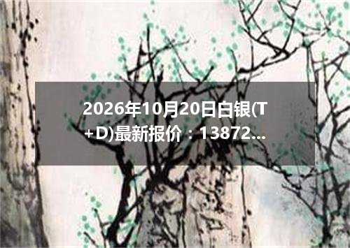 2026年10月20日白银(T+D)最新报价：13872.0000 元/千克