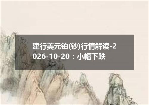 建行美元铂(钞)行情解读-2026-10-20：小幅下跌
