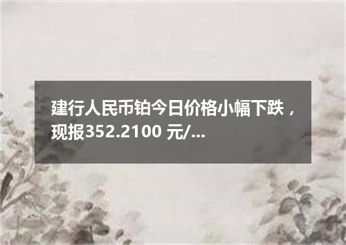 建行人民币铂今日价格小幅下跌，现报352.2100 元/克