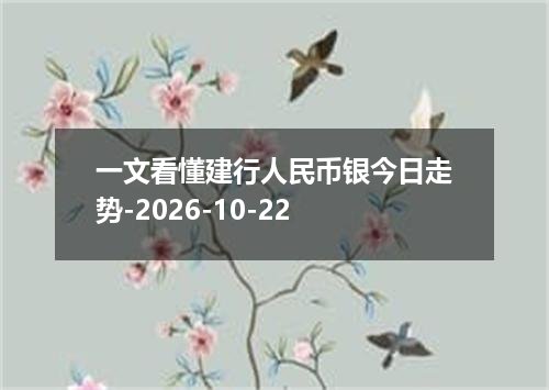 一文看懂建行人民币银今日走势-2026-10-22