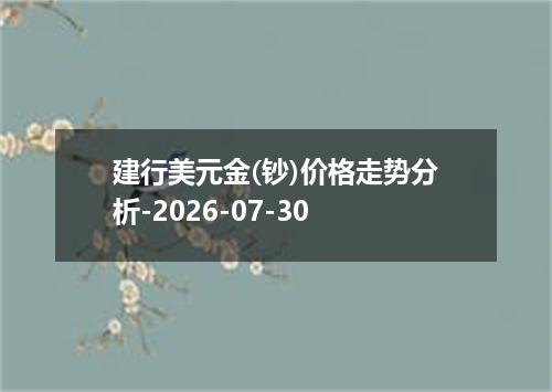 建行美元金(钞)价格走势分析-2026-07-30