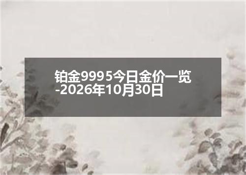 铂金9995今日金价一览-2026年10月30日