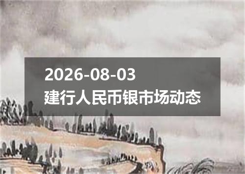 2026-08-03建行人民币银市场动态