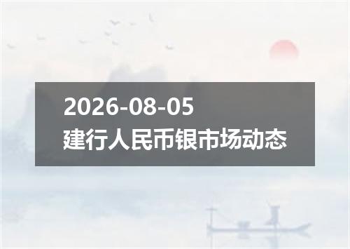 2026-08-05建行人民币银市场动态