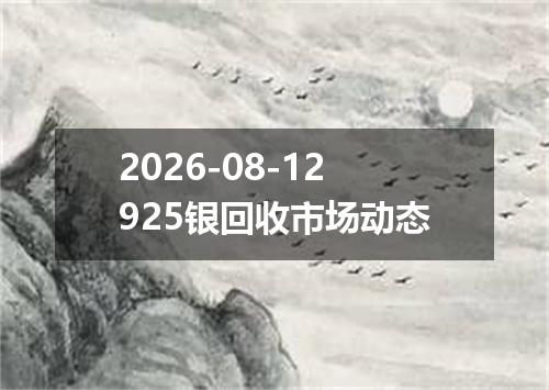 2026-08-12925银回收市场动态