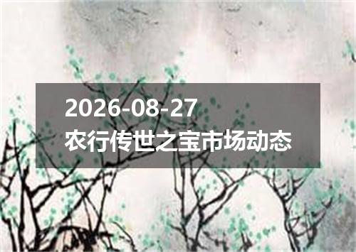 2026-08-27农行传世之宝市场动态