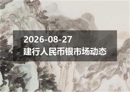 2026-08-27建行人民币银市场动态