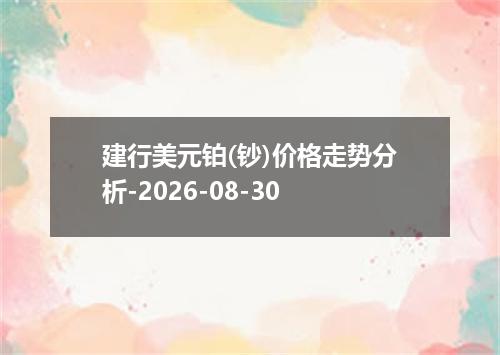 建行美元铂(钞)价格走势分析-2026-08-30