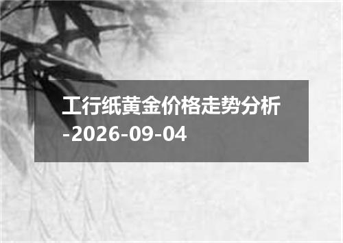 工行纸黄金价格走势分析-2026-09-04